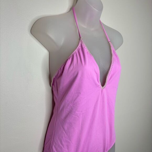 Victoria’s Secret Pink One Piece Swimsuit low v neck size medium - Picture 3 of 6